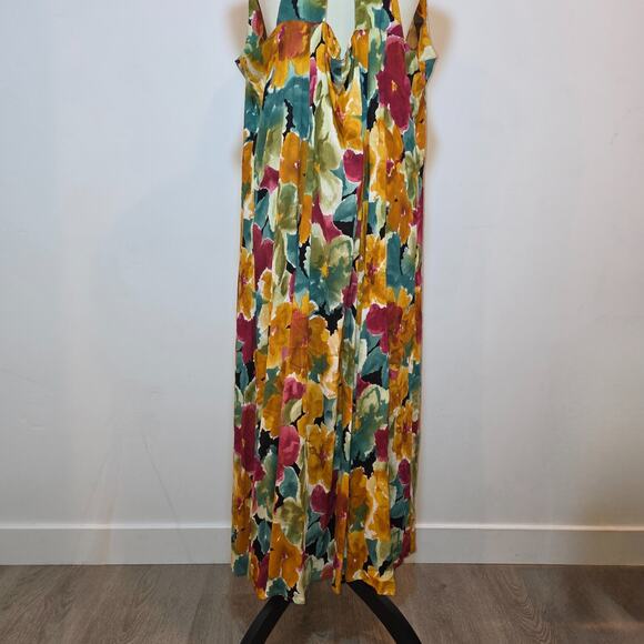 VTG Joni Blair Dress Size 24 XL Floral Maxi Long Button Sleeveless Rayon - Picture 8 of 9